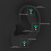 Marquise Created Emerald and Moissanite Flower Drop Earring