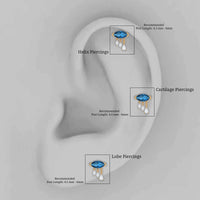 London Blue Topaz Cartilage Earring with Dangling Moissanite