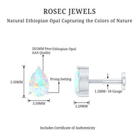Dainty Ethiopian Opal Teardrop Earring for Helix Piercing