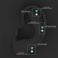 Heart Shape Lab Created Emerald and Diamond Helix Drop Earring
