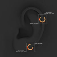 Baguette Cut Lab Grown Orange Sapphire Conch Hoop Earring