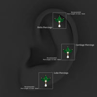 Created Emerald Flower Earring with Teardrop Moissanite