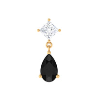 Pear Shape Black Onyx and Diamond Dangling Helix Earring