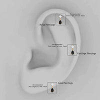 Pear Shape Black Onyx and Diamond Dangling Helix Earring