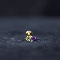 Real Amethyst and Peridot Two Stone Helix Earring