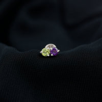 Real Amethyst and Peridot Two Stone Helix Earring