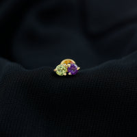Real Amethyst and Peridot Two Stone Helix Earring