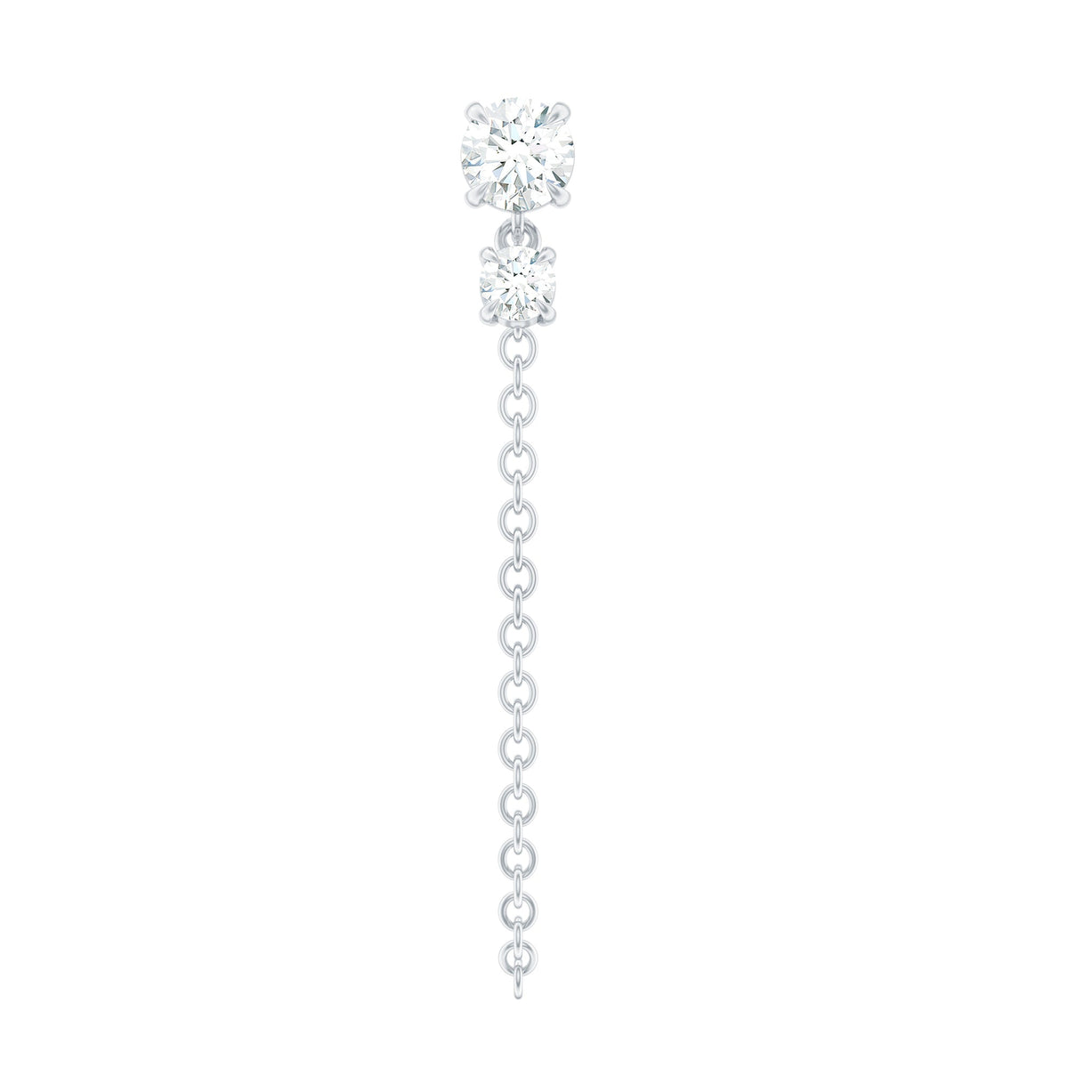 Round Moissanite Chain Drop Earring for Cartilage Piercing