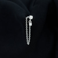 Round Moissanite Chain Drop Earring for Cartilage Piercing