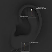 Round Moissanite Chain Drop Earring for Cartilage Piercing