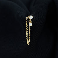Round Moissanite Chain Drop Earring for Cartilage Piercing