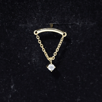 Curved Bar and Moissanite Chain Earring for Helix Piercing