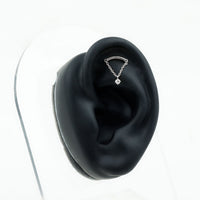 Curved Bar and Moissanite Chain Earring for Helix Piercing