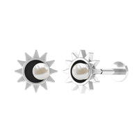 Freshwater Pearl Solitaire Celestial Earring with Enamel