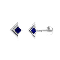 Real Blue Sapphire Solitaire Tragus Earring