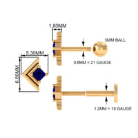 Real Blue Sapphire Solitaire Tragus Earring
