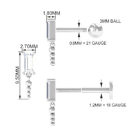 Baguette Diamond Cartilage Drop Earring