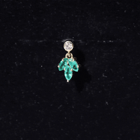 Marquise Emerald Leaf Earring for Helix Piercing