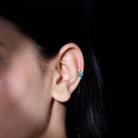 Marquise Emerald Leaf Earring for Helix Piercing