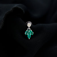 Marquise Emerald Leaf Earring for Helix Piercing