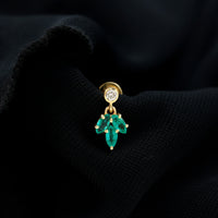 Marquise Emerald Leaf Earring for Helix Piercing