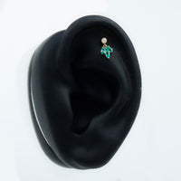 Marquise Emerald Leaf Earring for Helix Piercing