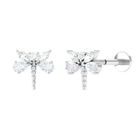 Genuine Diamond Dragon Fly Earring for Helix Piercing