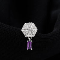 Baguette Amethyst Cartilage Drop Earring with Diamond