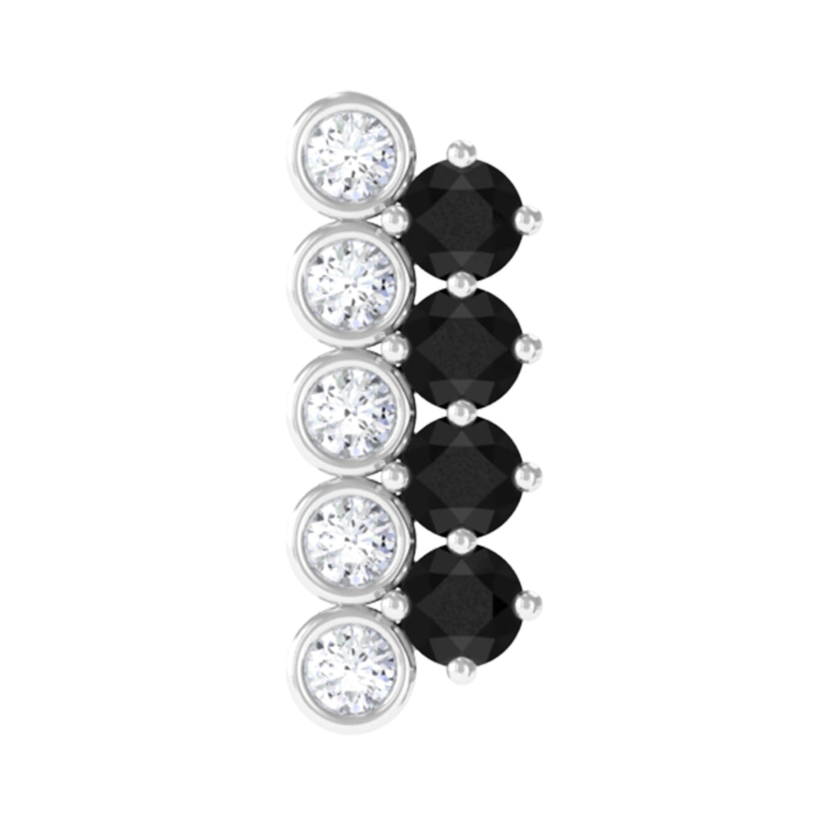 Minimal Black Onyx and Diamond Bar Cartilage Earring