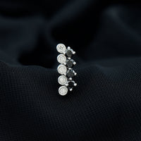 Minimal Black Onyx and Diamond Bar Cartilage Earring