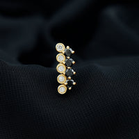 Minimal Black Onyx and Diamond Bar Cartilage Earring
