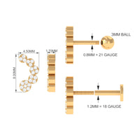 Genuine Diamond Curved Crawler Earring for Helix Piercing