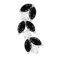 Marquise Black Onyx and Diamond Leaf Ear Crawler Earring