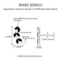 Marquise Black Onyx and Diamond Leaf Ear Crawler Earring
