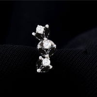Marquise Black Onyx and Diamond Leaf Ear Crawler Earring