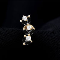 Marquise Black Onyx and Diamond Leaf Ear Crawler Earring