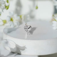 Natural Round Diamond Cluster Curved Helix Earring