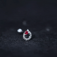 Round Ruby and Diamond Circle Helix Earring