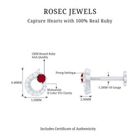 Round Ruby and Diamond Circle Helix Earring