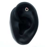 Round Ruby and Diamond Circle Helix Earring