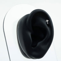 Round Natural Diamond Cross Helix Earring