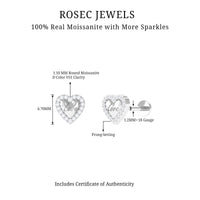 Certified Moissanite Love Heart Earring for Helix Piercing