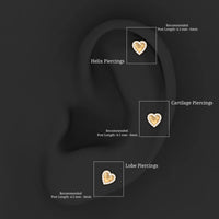 Certified Moissanite Love Heart Earring for Helix Piercing