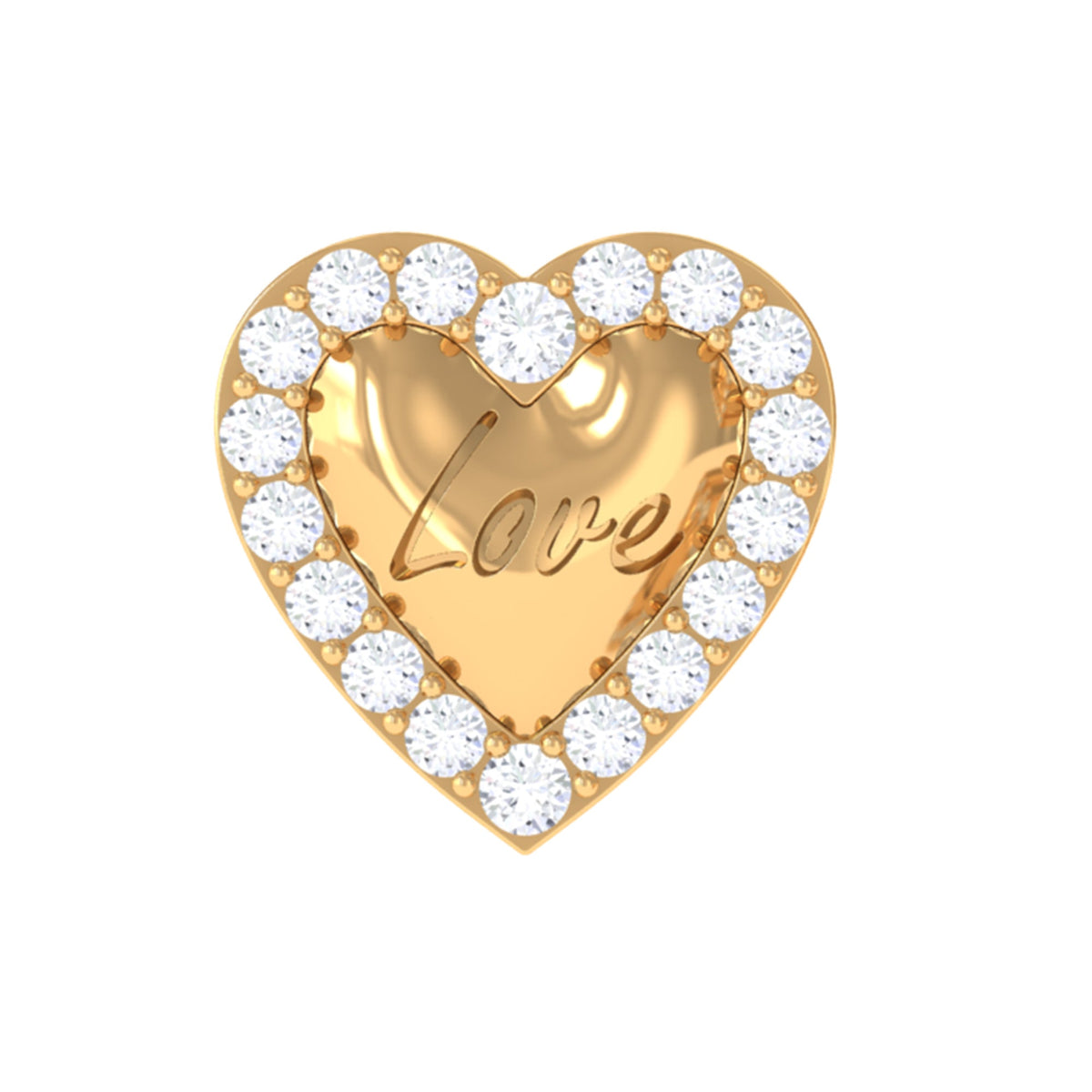 Certified Moissanite Love Heart Earring for Helix Piercing