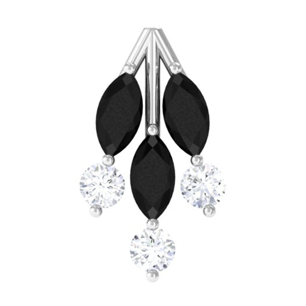 Marquise Black Onyx Leaf Cartilage Earring with Certificate