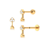 Genuine Diamond Heart Arrow Earring for Helix Piercing