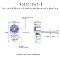 Round Cut Tanzanite Diamond Two Stone Conch Earring