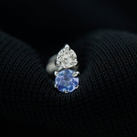 Round Cut Tanzanite Diamond Two Stone Conch Earring