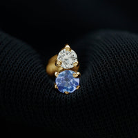 Round Cut Tanzanite Diamond Two Stone Conch Earring