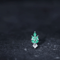 Real Emerald and Diamond Leaf Cartilage Earring